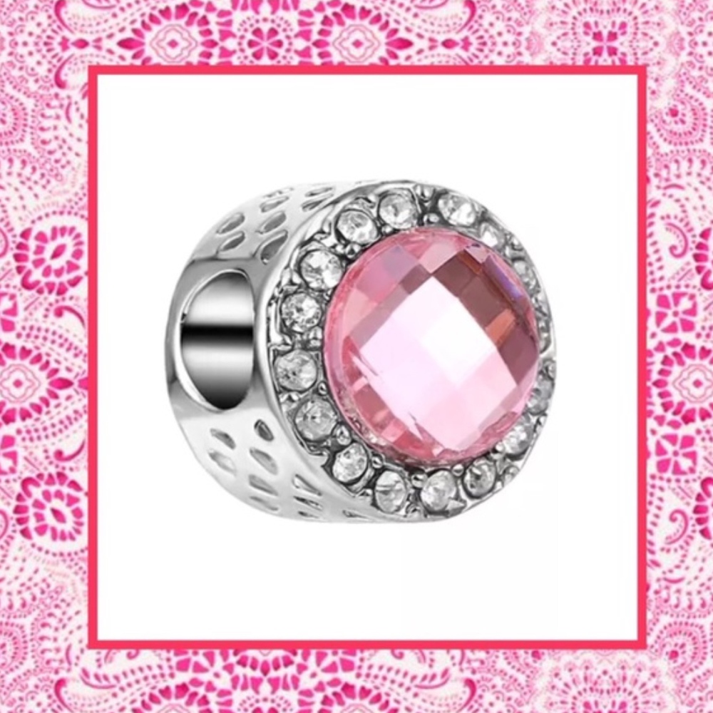 🎀NEW BABY PINK BLING BEAD GEM CHARM WIDE WHOLD DIY